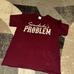 Maroon Women’s T-Shirt with Graphic Print